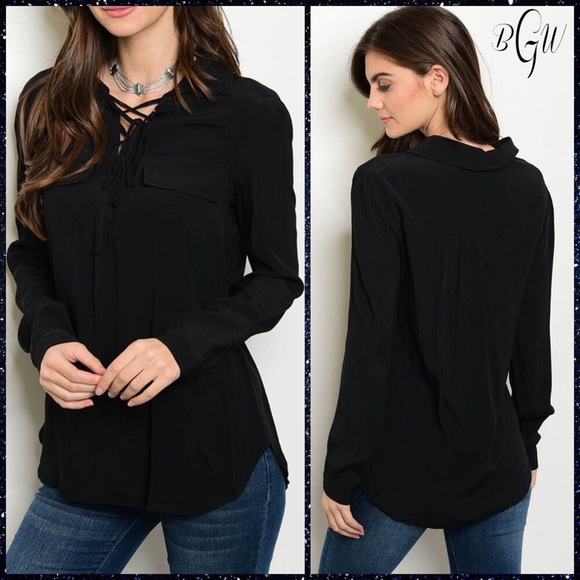 🌺🆕5⭐️Gorgeous Lace Up Top - Picture 1 of 5